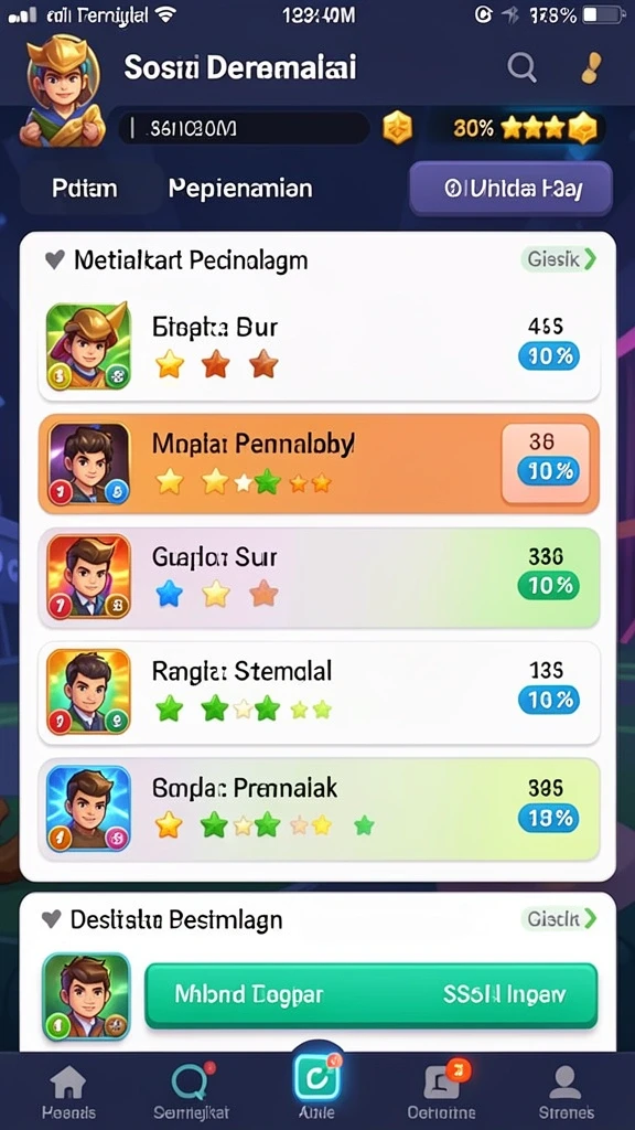 Berbagai pilihan permainan yang bisa dipilih.