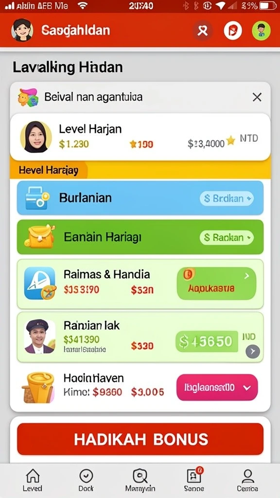 Screenshot menunjukkan fitur bonus yang menguntungkan.