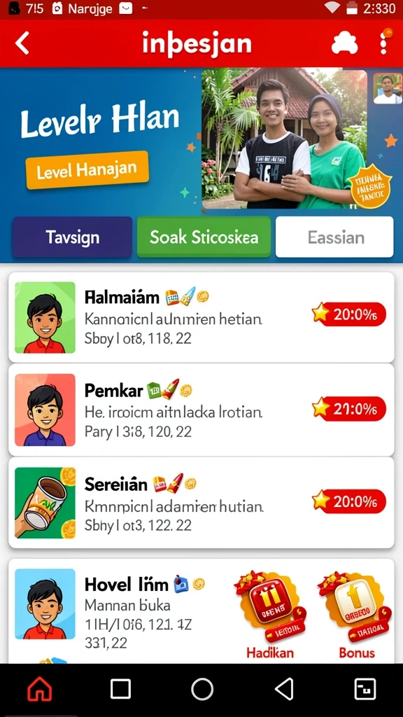 Tampilan karakter yang menarik dan beragam.